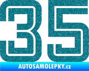 Samolepka Startovní číslo 35 typ 7 Ultra Metalic tyrkysová
