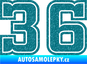 Samolepka Startovní číslo 36 typ 5 Ultra Metalic tyrkysová