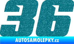 Samolepka Startovní číslo 36 typ 6 Ultra Metalic tyrkysová