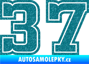 Samolepka Startovní číslo 37 typ 5 Ultra Metalic tyrkysová