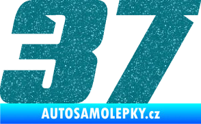Samolepka Startovní číslo 37 typ 6 Ultra Metalic tyrkysová
