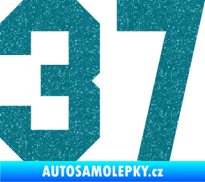 Samolepka Startovní číslo 37 Ultra Metalic tyrkysová