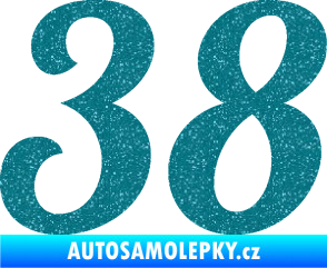 Samolepka Startovní číslo 38 typ 3  Ultra Metalic tyrkysová