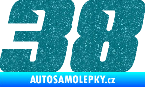 Samolepka Startovní číslo 38 typ 6 Ultra Metalic tyrkysová
