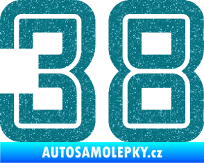 Samolepka Startovní číslo 38 typ 7 Ultra Metalic tyrkysová