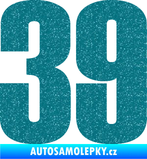 Samolepka Startovní číslo 39 typ 2      Ultra Metalic tyrkysová