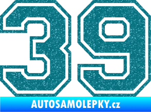 Samolepka Startovní číslo 39 typ 4 Ultra Metalic tyrkysová