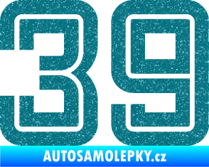 Samolepka Startovní číslo 39 typ 7 Ultra Metalic tyrkysová