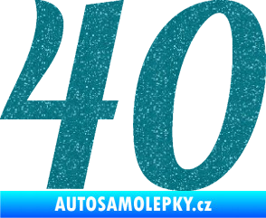 Samolepka Startovní číslo 40 typ 3 Ultra Metalic tyrkysová