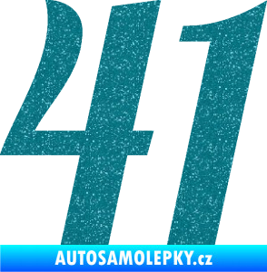 Samolepka Startovní číslo 41 typ 3 Ultra Metalic tyrkysová