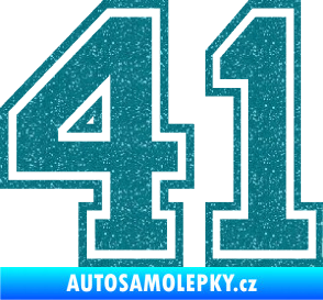 Samolepka Startovní číslo 41 typ 4 Ultra Metalic tyrkysová