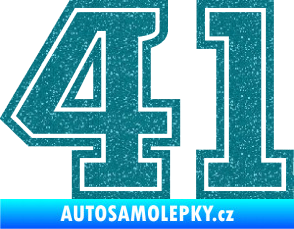 Samolepka Startovní číslo 41 typ 5 Ultra Metalic tyrkysová