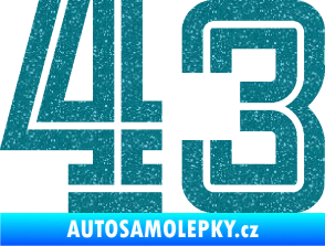 Samolepka Startovní číslo 43 typ 7 Ultra Metalic tyrkysová