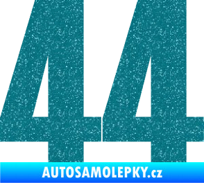 Samolepka Startovní číslo 44 typ 2     Ultra Metalic tyrkysová