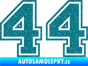 Samolepka Startovní číslo 44 typ 4 Ultra Metalic tyrkysová