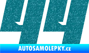 Samolepka Startovní číslo 44 typ 6 Ultra Metalic tyrkysová