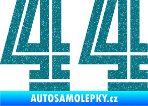 Samolepka Startovní číslo 44 typ 7 Ultra Metalic tyrkysová