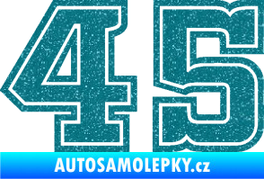 Samolepka Startovní číslo 45 typ 5 Ultra Metalic tyrkysová