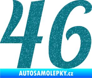 Samolepka Startovní číslo 46 typ 3 Ultra Metalic tyrkysová