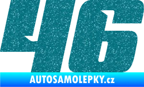 Samolepka Startovní číslo 46 typ 6 Ultra Metalic tyrkysová