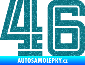 Samolepka Startovní číslo 46 typ 7 Ultra Metalic tyrkysová