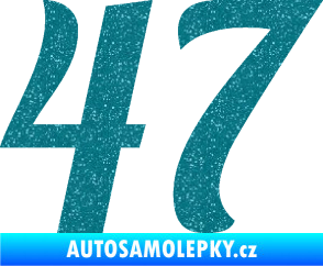Samolepka Startovní číslo 47 typ 3 Ultra Metalic tyrkysová