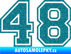 Samolepka Startovní číslo 48 typ 4 Ultra Metalic tyrkysová