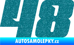 Samolepka Startovní číslo 48 typ 6 Ultra Metalic tyrkysová