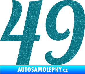 Samolepka Startovní číslo 49 typ 3 Ultra Metalic tyrkysová