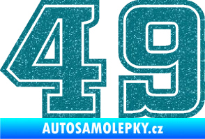 Samolepka Startovní číslo 49 typ 5 Ultra Metalic tyrkysová
