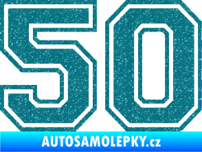 Samolepka Startovní číslo 50 typ 4 Ultra Metalic tyrkysová