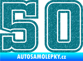 Samolepka Startovní číslo 50 typ 5 Ultra Metalic tyrkysová