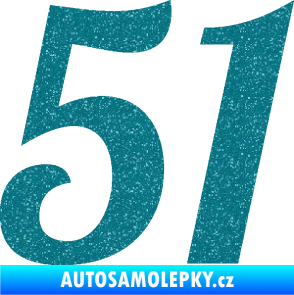 Samolepka Startovní číslo 51 typ 3 Ultra Metalic tyrkysová