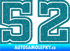 Samolepka Startovní číslo 52 typ 5 Ultra Metalic tyrkysová