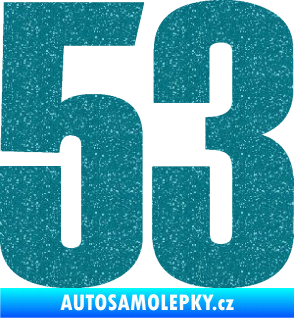 Samolepka Startovní číslo 53 typ 2  Ultra Metalic tyrkysová