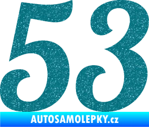 Samolepka Startovní číslo 53 typ 3 Ultra Metalic tyrkysová