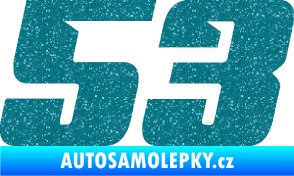 Samolepka Startovní číslo 53 typ 6 Ultra Metalic tyrkysová