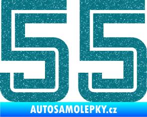 Samolepka Startovní číslo 55 typ 7 Ultra Metalic tyrkysová
