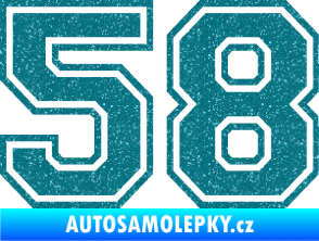 Samolepka Startovní číslo 58 typ 4 Ultra Metalic tyrkysová