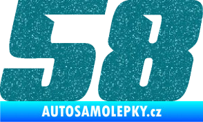 Samolepka Startovní číslo 58 typ 6 Ultra Metalic tyrkysová