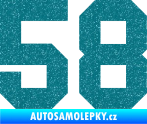 Samolepka Startovní číslo 58 Ultra Metalic tyrkysová