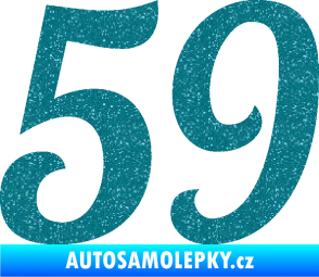 Samolepka Startovní číslo 59 typ 3 Ultra Metalic tyrkysová