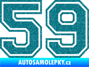 Samolepka Startovní číslo 59 typ 4 Ultra Metalic tyrkysová