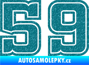 Samolepka Startovní číslo 59 typ 5 Ultra Metalic tyrkysová