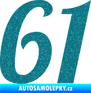 Samolepka Startovní číslo 61 typ 3 Ultra Metalic tyrkysová