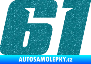 Samolepka Startovní číslo 61 typ 6 Ultra Metalic tyrkysová