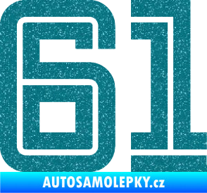 Samolepka Startovní číslo 61 typ 7 Ultra Metalic tyrkysová