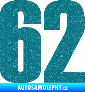 Samolepka Startovní číslo 62 typ 2  Ultra Metalic tyrkysová