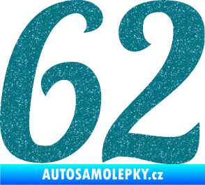Samolepka Startovní číslo 62 typ 3 Ultra Metalic tyrkysová