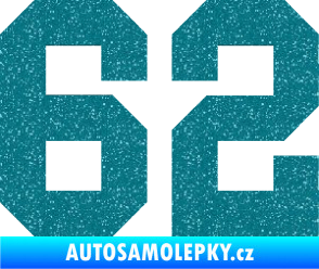 Samolepka Startovní číslo 62 Ultra Metalic tyrkysová